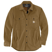 Carhartt Rugged Flex Relaxed-Fit Canvas Fleece-Lined Shirt Jacket for Men - Oak Brown - M