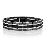 Spartan Stainless Steel with Black Spinel Gemstones Men's Bracelet