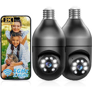 Jqimn 4MP Bulb Security Camera, Dual-Band 2.4G & 5GHz, 360 Full-Color Day and Night Vision, Motion and Body Detection, Audible Alarm, Two-Way Audio, Alexa Compatible, Pack of 2