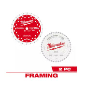 Milwaukee 48-40-0725 7-1/4 in. x 24-Tooth Framing & 40-Tooth Fine Finish Carbide Circular Saw Blades (2-Pack)
