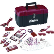 Master Lock Portable Lockout Kit, 14-Piece Electrical Safety Set with 4 Thermoplastic Padlocks, Red, 1457E410KA