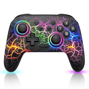 Zrzlmvp Switch Pro Controller, Wireless Video Game Controller with RGB Lighting, 1000mAh Rechargeable Battery, Turbo Function, Crackle Lightning Pattern, Black, S19