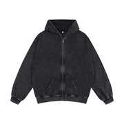 GlobalBreeze B3509 Mens Vintage Washed Zip Up Hoodie, Size L