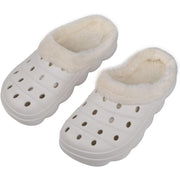 GlowHorizon Unisex Fleece Lined Winter Clogs, White, Medium Width, Size 8.5 USM/10 USW - Soft Foam