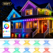 IJIL Permanent Outdoor LED String Lights, 100 FT, 60 RGBIC Multicolor LEDs, IP67 Waterproof, Remote Control and Bluetooth App, SZRSTH