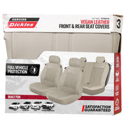 Genuine Dickies 43974WDI 3-Piece Tan Peterson Seat Covers - Luxurious Vegan Leather, Universal Fit, Airbag Safe