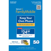 Walmart Family Mobile WFM BYOP Prepaid Cellular Service Plan with Nano SIM Card and $24.88 Airtime Included