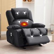 JONPONY WT1125-BROWN Massage Rocker Recliner Chair with Vibration Massage, Heat Therapy, PU Leather, USB Port, Cup Holders, Brown