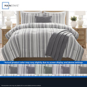 Mainstays Yarn Dyed Stripe 5-Piece Grey Comforter Set, King, Hypoallergenic, All-Season, Machine Washable, MSD566170522046