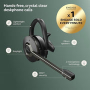 Jabra Engage 45 SE Convertible Wireless Headset, Bluetooth 5.0, DECT Security Certified, Active Noise Cancellation, 9 Hour Talk Time, Black, 9655-523-125