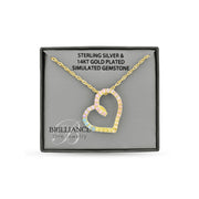 Helen Andrews Multi Colored Cubic Zirconia Heart Pendant Necklace, 18K Gold Plated Sterling Silver, 18-Inch Singapore Chain