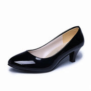 VoyageMartZenithTrend Womens Mid Heel Pumps, Classic Round Toe, Comfortable 1-Inch Cone Heels, Matte and Glossy Faux Leather, Slip-On Dress Shoes for Office and Formal Occasions