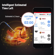 ThermoPro TP25W Bluetooth Grill Meat Thermometer, 4 Stainless Steel Probes, 650ft Wireless Range, Backlit LCD Display, Rechargeable Battery, Black/Red