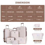 Travelhouse TH2154-6WH Luggage Set 3 Piece Hardside Suitcase TSA Lock Spinner Wheels with Duffel Bag, White