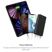 Mophie Universal Battery Power Boost Portable Battery with USB-A and USB-C inputs, Boost 20K, Black