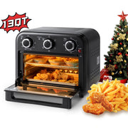 VUSIGN 6-in-1 Stainless Steel 13QT Air Fryer Toaster Oven, 1300W Convection, Black, 12301513