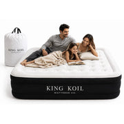 King Koil Full Size Air Mattress, 13in Plush Pillow Top, Built-in High-Speed Pump, Adjustable Firmness, Waterproof, 600 lb Capacity, KK13C5BK29320