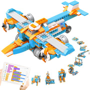 Apitor Programmable Robot Toy, 10-in-1 Building Kit with Powerful Motors, LED Lights, STEM Coding Toy for Kids Ages 7+, APR041