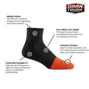 Darn Tough Men's Steely 1/4 Midweight Cushion Crew Socks, Graphite, Large, 2017