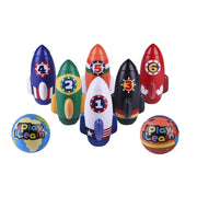 IPlay ILearn Rocket Bowling Set, Educational Foam Toy with 6 Numbered Pins and 2 Planet Balls, Safe Indoor Play, BWL-13