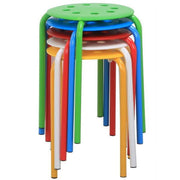 Alden Design Set of 5 Multicolor Indoor Plastic Stack Stools, Backless, 17.3 in Seat Height, Durable Powder-Coated Metal Frame