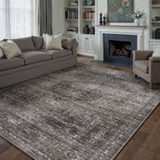 Berthmeer 9x12 Brown Traditional Vintage Area Rug, Non-Slip Thermoplastic Rubber Backing, Machine Washable Polyester Carpet for Living Room Bedroom Office
