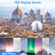 Ourlife AC-S150PRO Digital Camera, 5K Video at 20 FPS, 80MP Photos, Dual Screens, 18X Autofocus Zoom, WiFi, 64GB Card, 2 Batteries, Pink