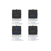 Protege International Travel Power Adapter with USB-C Port, 3 USB Ports, North American AC Outlet, White, 71038