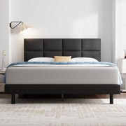 GELBIY WM-JD-BT Twin Size Platform Bed With Fabric Upholstered Headboard, Black, Easy Assembly