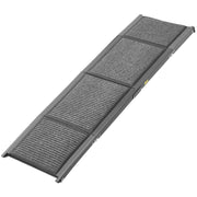 KFFKFF Folding Dog Ramp for Vehicles, Durable Aluminum, Non-Slip Felt Surface, Portable Four-Fold Design, 63 in L x 17 in W, Supports Dogs up to 250 lb