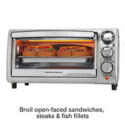 Hamilton Beach 31143 4-Slice Countertop Toaster Oven with Bake Pan, Stainless Steel