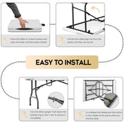 HASIMAN ZDZ01 Portable Folding Table Heavy Duty Fold-in-Half Plastic Table 6ft White