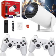 Kothab Nostalgic 4K Projector with Retro Gaming Console, 20,000+ Built-in Games, 2 Wireless Controllers, White