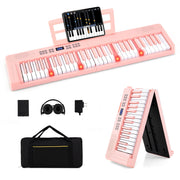 Gymax 61-Key Foldable Piano Keyboard with MIDI Split Function, Pink, GYM19712