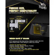 Reno P8-2.0-4in Adjustable Trailer Hitch Aluminum Dual Chrome Balls 2