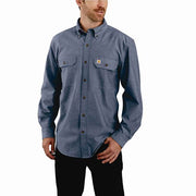 Carhartt Loose Fit Midweight Chambray Long-Sleeve Shirt for Men - Denim Blue Chambray - M