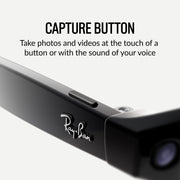Ray-Ban Meta Gen 1 Wayfarer Smart Glasses, 12 MP Ultra-Wide Camera, Open-Ear Speakers, Clear Lenses, Shiny Black