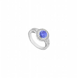 Precious Stone PR1051504 Tanzanite & Diamond Engagement Ring 14K White Gold, 0.75 CT - Size 6.5