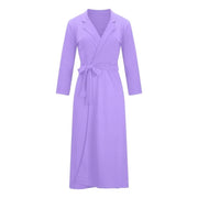 BLVB Women's Elegant 3/4 Sleeve Work Dresses Lapel V Neck, Purple, S