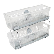 Made Smart Solid Mini 2-Tier Utility Storage Bin Organizers, Gray