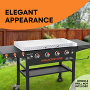 DDRPL Flybold 28-Inch Griddle Cover, Durable Diamond-Cut Aluminum, Weatherproof, Lightweight with Ergonomic Handles and Integrated Hangers