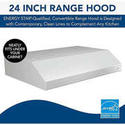Broan-NuTone Glacier Series 24-Inch Under-Cabinet Range Hood, 300 CFM, White, BCSEK124WW
