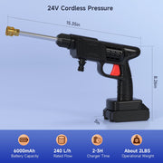 Topteng 24V Cordless Electric Pressure Washer, Portable High Pressure Spray Water Gun with Rechargeable Batteries and Tool Box, 377 PSI, H008-007-US