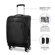 American Tourister 4 Kix 3.0 Carry-On Softside Expandable Luggage with 360-Degree Dual Spinner Wheels, Black, 23.5 in, 158585-1041