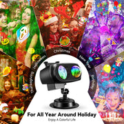 Trysworso Holiday Projector Lights, Dual Projection with 20 Interchangeable Slides and 10 Ripple Effects, Remote Control, Adjustable 180 Angle, IP44 Waterproof for Indoor Outdoor Use