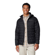 Columbia Men's Delta Ridge II Down Hooded Jacket, 650-Fill Power Insulation, Water Resistant, Black, Large, 208622