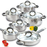 Cook N Home 02410 12 Piece Stainless Steel Cookware Set, Silver