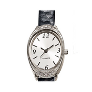 Avon 2011 Everyday Elegance Watch Black Silver Tone Ladies Thin Oval