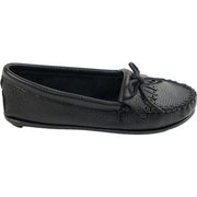 Minnetonka Deerskin Kilty Mocs for Ladies - Black - 7.5M