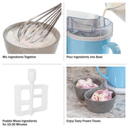 Classic Cuisine 1QT Ice Cream Maker, Double Bowl Design, Automatic Operation, Blue, KIT-ICECRM2-BLU